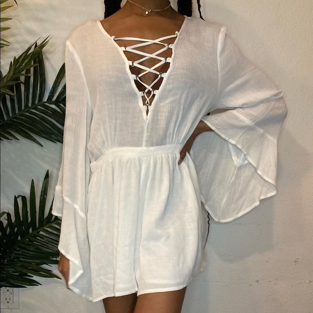 Flutter Hippie All White Romper